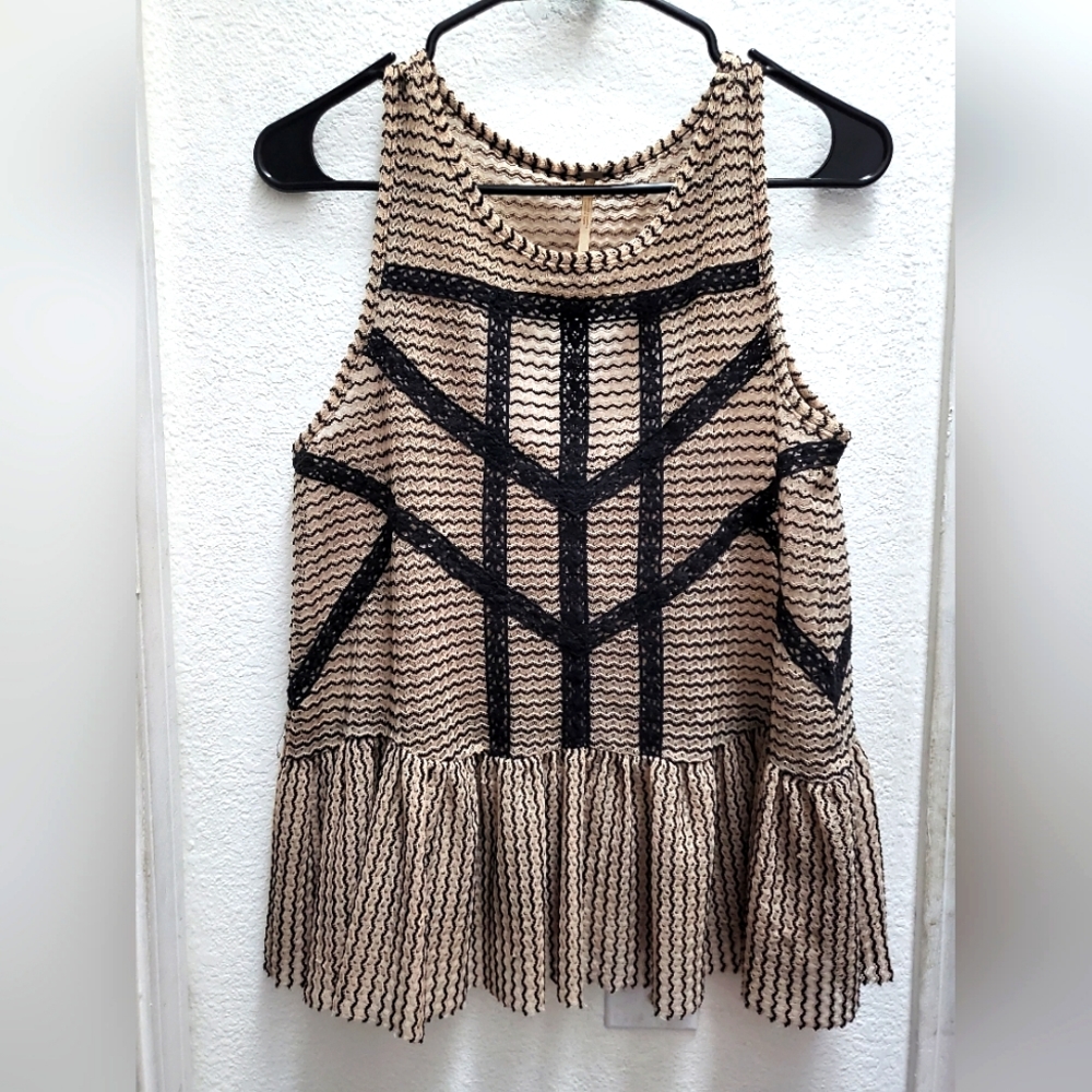 Free People ruffle open back tank, size small